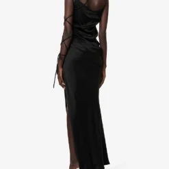 Undressing Cowl-neck Satin Midi Dress -Outlet Pique Style Store R04142475 BLACK ALT03