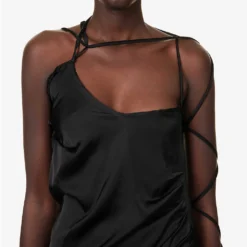 Undressing Cowl-neck Satin Midi Dress -Outlet Pique Style Store R04142475 BLACK ALT04