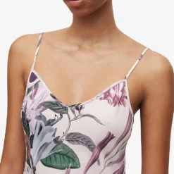 AllSaints Bryony Leondra Floral-print Bias-cut Recycled-polyester Midi Dress -Outlet Pique Style Store R04143624 SOFTPINK ALT04