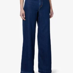 Paige Harper Contrast-stitch Wide-leg High-rise Jeans -Outlet Pique Style Store R04144092 DARKCLEANRINCEWASH ALT02