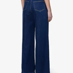 Paige Harper Contrast-stitch Wide-leg High-rise Jeans -Outlet Pique Style Store R04144092 DARKCLEANRINCEWASH ALT03