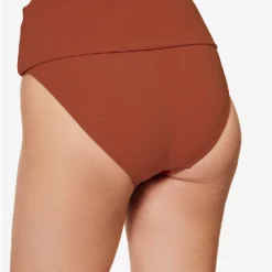 Isla Rib Folded-waist High-rise Bikini Bottoms -Outlet Pique Style Store R04144099 RUSSET ALT03
