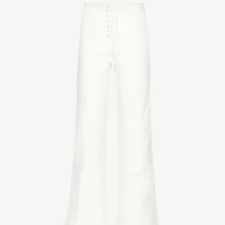 Paige Leenah Lace-up Flared-leg Wide-rise Stretch-denim Jeans