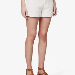Paige Patrizia Mid-rise Cotton-rayon Blend Shorts -Outlet Pique Style Store R04144133 CREAM ALT02