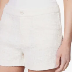 Paige Patrizia Mid-rise Cotton-rayon Blend Shorts -Outlet Pique Style Store R04144133 CREAM ALT04
