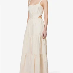 Paige Shadi Cut-out Linen And Cotton-blend Maxi Dress -Outlet Pique Style Store R04144138 ANTIQUEPAPER ALT02