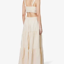 Paige Shadi Cut-out Linen And Cotton-blend Maxi Dress -Outlet Pique Style Store R04144138 ANTIQUEPAPER ALT03