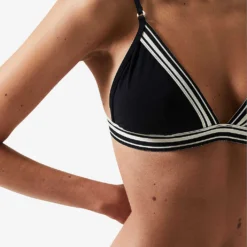Reiss Faith Contrast-stripe Triangle Bikini Top -Outlet Pique Style Store R04144337 BLACK ALT04