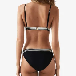 Reiss Faith Contrast-stripe Low-rise Bikini Bottoms -Outlet Pique Style Store R04144338 BLACK ALT03