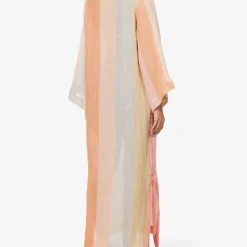 Striped Split-hem Linen-blend Cover-up -Outlet Pique Style Store R04145018 SUNSETAWNINGSTRIPE ALT03