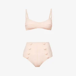 Balconette Striped Seersucker High-rise Bikini