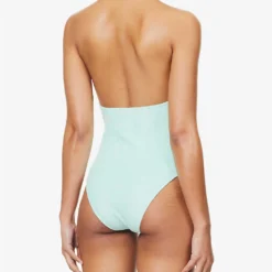 Polo V-neck Cotton-blend Swimsuit -Outlet Pique Style Store R04145025 SEAFOAMTERRY ALT03