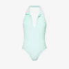 Polo V-neck Cotton-blend Swimsuit