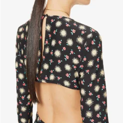 RIXO Zora Cut-out Woven Midi Dress -Outlet Pique Style Store R04145168 SUNPETALBLACK ALT04