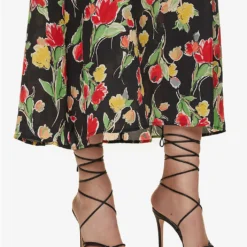 RIXO Freya Floral-print Silk Midi Dress -Outlet Pique Style Store R04145169 FONTAINHASFLORALBLACK ALT04