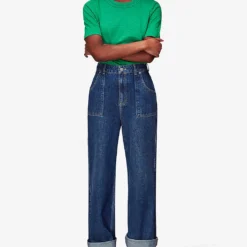 Whistles Rosa Double-trim Short-sleeved Cotton-jersey T-shirt -Outlet Pique Style Store R04145303 GREEN ALT01