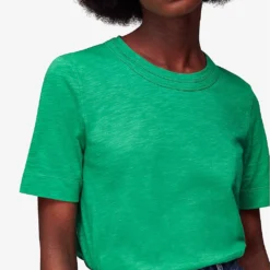 Whistles Rosa Double-trim Short-sleeved Cotton-jersey T-shirt -Outlet Pique Style Store R04145303 GREEN ALT04
