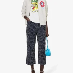 Kenzo Polka-dot Wide-leg Denim Trousers -Outlet Pique Style Store R04145435 RINSEBLUEDENIM ALT01