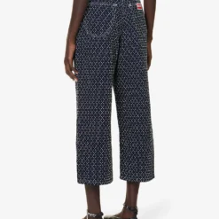 Kenzo Polka-dot Wide-leg Denim Trousers -Outlet Pique Style Store R04145435 RINSEBLUEDENIM ALT03