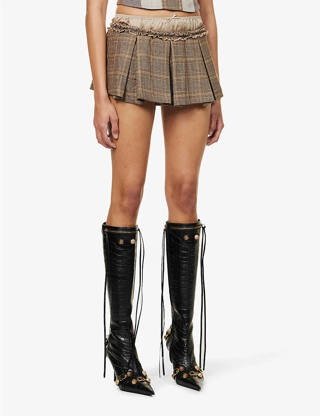 Jaded London Pleated Checked Low-rise Stretch-woven Mini Skirt 3 Jaded London Pleated Checked Low-rise Stretch-woven Mini Skirt - Image 3