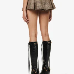 Jaded London Pleated Checked Low-rise Stretch-woven Mini Skirt 8 Jaded London Pleated Checked Low-rise Stretch-woven Mini Skirt -Outlet Pique Style Store R04145893 BROWNCHECK ALT03