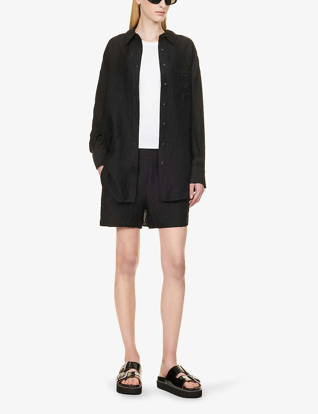 ANINE BING Koa Waffle-texture Rayon-blend Shorts 2 ANINE BING Koa Waffle-texture Rayon-blend Shorts - Image 2