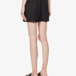 ANINE BING Koa Waffle-texture Rayon-blend Shorts 8 ANINE BING Koa Waffle-texture Rayon-blend Shorts -Outlet Pique Style Store R04146361 BLACK ALT03