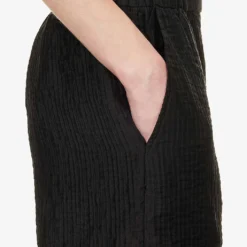 ANINE BING Koa Waffle-texture Rayon-blend Shorts 9 ANINE BING Koa Waffle-texture Rayon-blend Shorts -Outlet Pique Style Store R04146361 BLACK ALT04