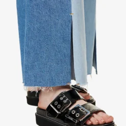 FRAME Split Seam Raw-trim Wide-leg Mid-rise Jeans -Outlet Pique Style Store R04146384 SPLITPERSONALITY ALT04