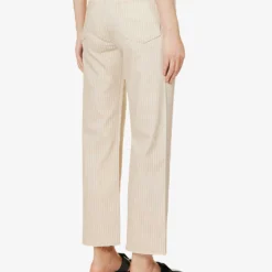 FRAME Le Jane Crop Striped Straight-leg High-rise Recycled Denim-blend Jeans -Outlet Pique Style Store R04146387 SANDMULTI ALT03