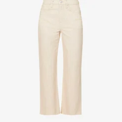 FRAME Le Jane Crop Striped Straight-leg High-rise Recycled Denim-blend Jeans