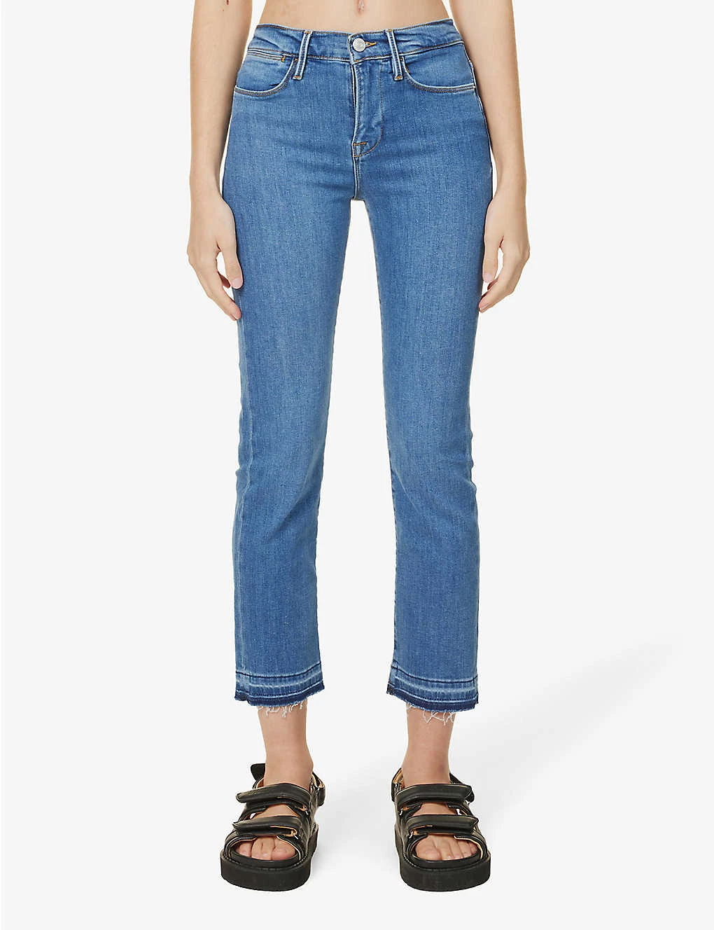 FRAME Le High Straight Raw-hem Straight-leg High-rise Stretch-denim Jeans 3 FRAME Le High Straight Raw-hem Straight-leg High-rise Stretch-denim Jeans - Image 3