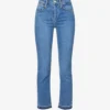 FRAME Le High Straight Raw-hem Straight-leg High-rise Stretch-denim Jeans