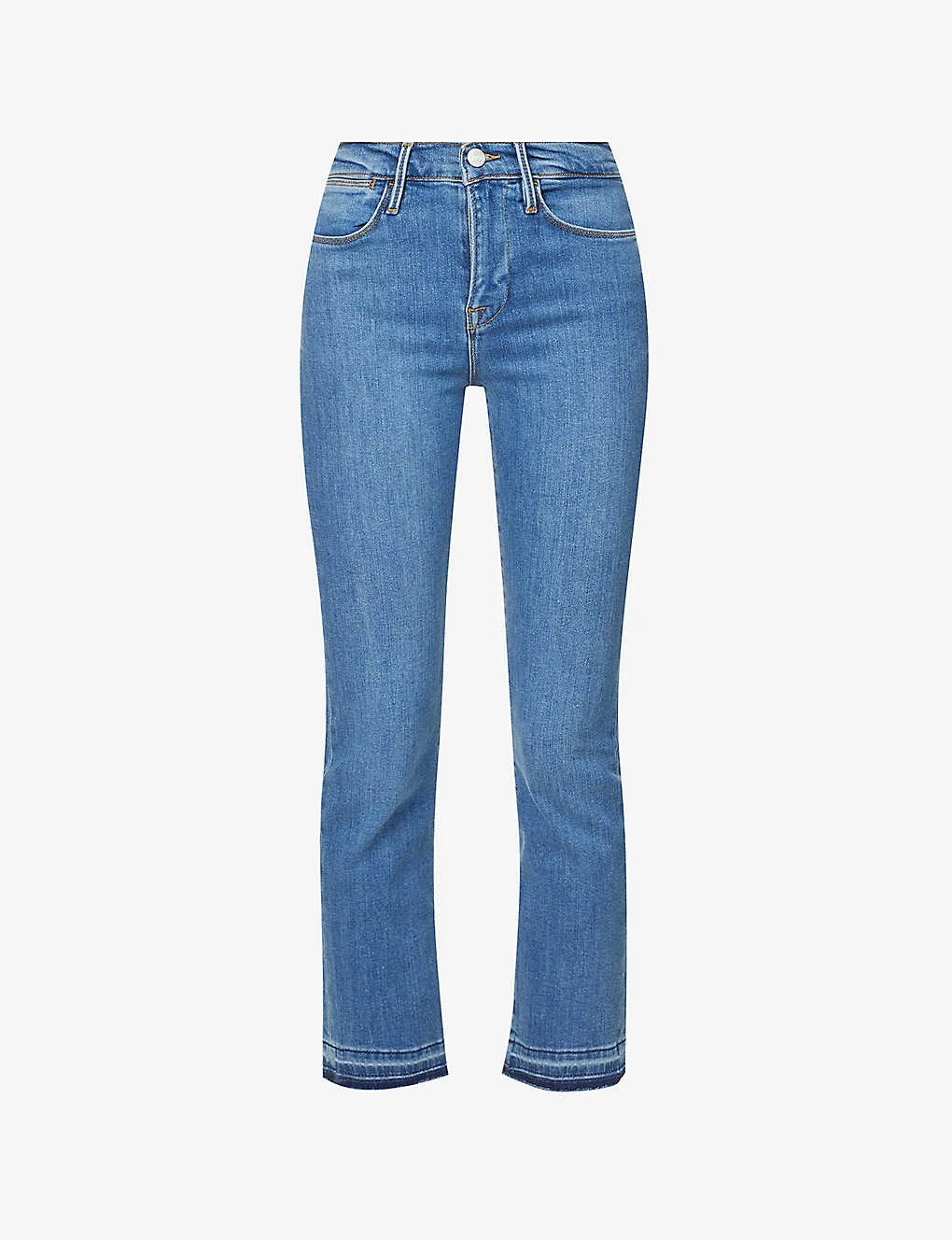 FRAME Le High Straight Raw-hem Straight-leg High-rise Stretch-denim Jeans 1 FRAME Le High Straight Raw-hem Straight-leg High-rise Stretch-denim Jeans