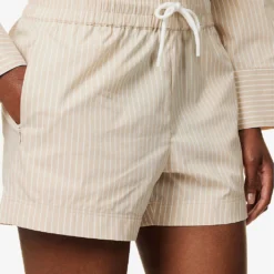 FRAME Drawstring Striped Cotton-blend Shorts -Outlet Pique Style Store R04146400 SANDMULTI ALT04