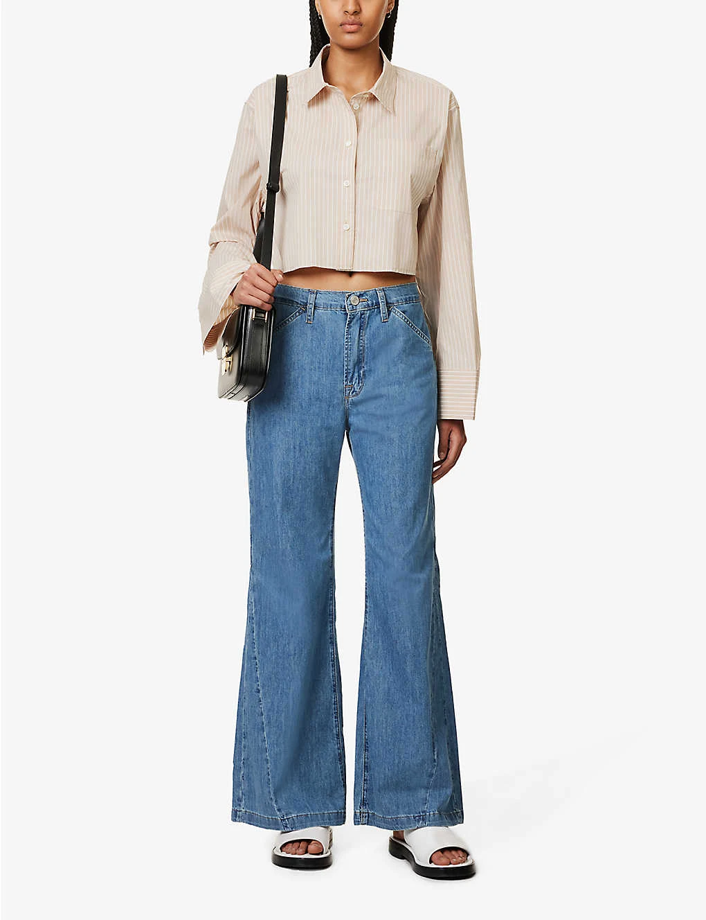 FRAME Le Baggy Palazzo Faded-wash Wide-leg Low-rise Jeans 2 FRAME Le Baggy Palazzo Faded-wash Wide-leg Low-rise Jeans - Image 2