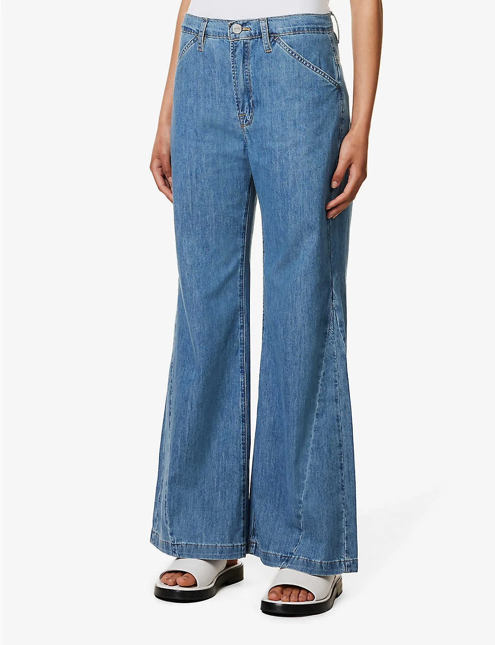 FRAME Le Baggy Palazzo Faded-wash Wide-leg Low-rise Jeans 3 FRAME Le Baggy Palazzo Faded-wash Wide-leg Low-rise Jeans - Image 3