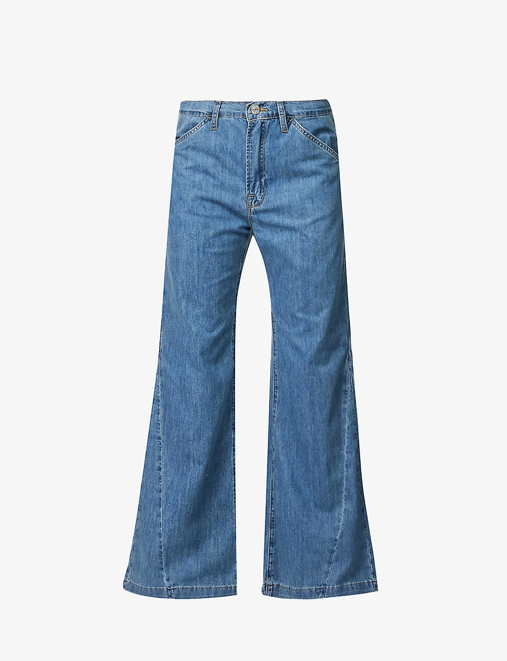 FRAME Le Baggy Palazzo Faded-wash Wide-leg Low-rise Jeans 1 FRAME Le Baggy Palazzo Faded-wash Wide-leg Low-rise Jeans