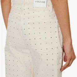 FRAME Le Jane Crop Crystal-embellished Straight-leg High-rise Jeans -Outlet Pique Style Store R04146432 BONE ALT04