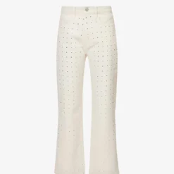 FRAME Le Jane Crop Crystal-embellished Straight-leg High-rise Jeans