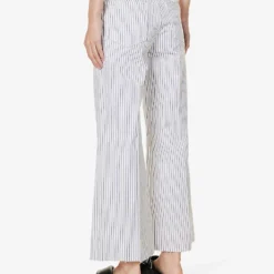 FRAME Le Palazzo Striped Wide-leg Cropped High-rise Recycled Denim-blend Jeans -Outlet Pique Style Store R04146438 COBALTMULTI ALT03
