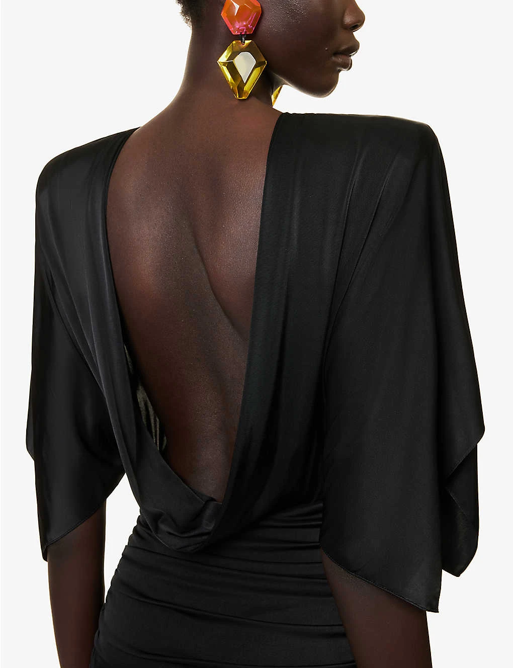 Padded-shoulder Open-back Stretch-woven Mini Dress 5 Padded-shoulder Open-back Stretch-woven Mini Dress - Image 5