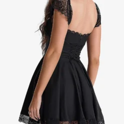 Kaia Square-neck A-line Woven Mini Dress -Outlet Pique Style Store R04146887 BLACK ALT03