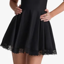 Kaia Square-neck A-line Woven Mini Dress -Outlet Pique Style Store R04146887 BLACK ALT04