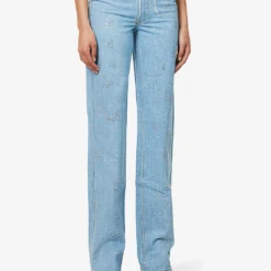 Straight-leg Mid-rise Rhinestone-embellished Jeans -Outlet Pique Style Store R04147637 LIGHTBLUE ALT02