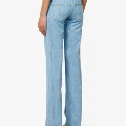 Straight-leg Mid-rise Rhinestone-embellished Jeans -Outlet Pique Style Store R04147637 LIGHTBLUE ALT03