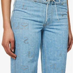 Straight-leg Mid-rise Rhinestone-embellished Jeans -Outlet Pique Style Store R04147637 LIGHTBLUE ALT04