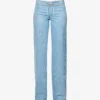 Straight-leg Mid-rise Rhinestone-embellished Jeans