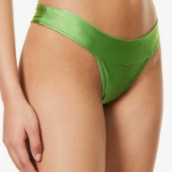 Palm Shimmer Mid-rise Bikini Bottoms -Outlet Pique Style Store R04148255 GREEN ALT02