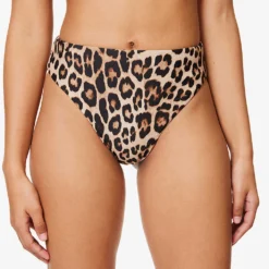 GOOD AMERICAN Good Waist Animal-print Mid-rise Bikini Bottoms -Outlet Pique Style Store R04148933 LEOPARDREVERSE001 ALT02